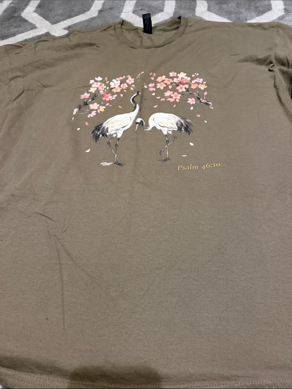 Men’s 2X Asian florals & cranes psalm 46:10 t shirt